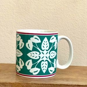 Vintage Anthurium Quilt Yuko Green porcelain Hawaiian Mug